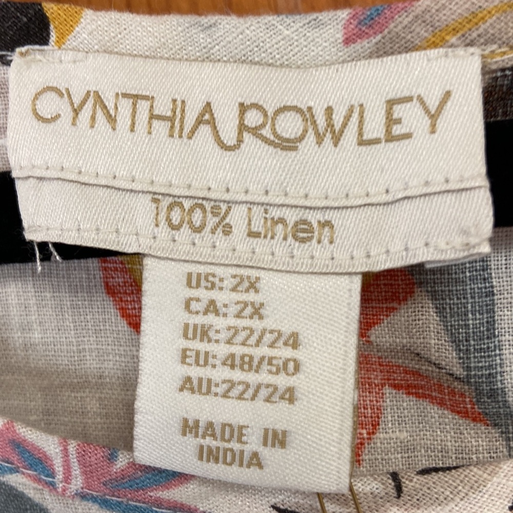 Cynthia Rowley Curve Floral Scoop Neck Linen Popover Top NWT 2XL - Picture 8 of 12